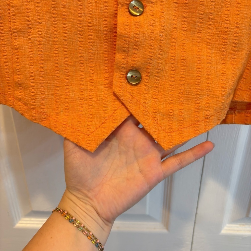 Vintage Handmade Orange Button Up Vest - Size Large - Picture 3 of 5